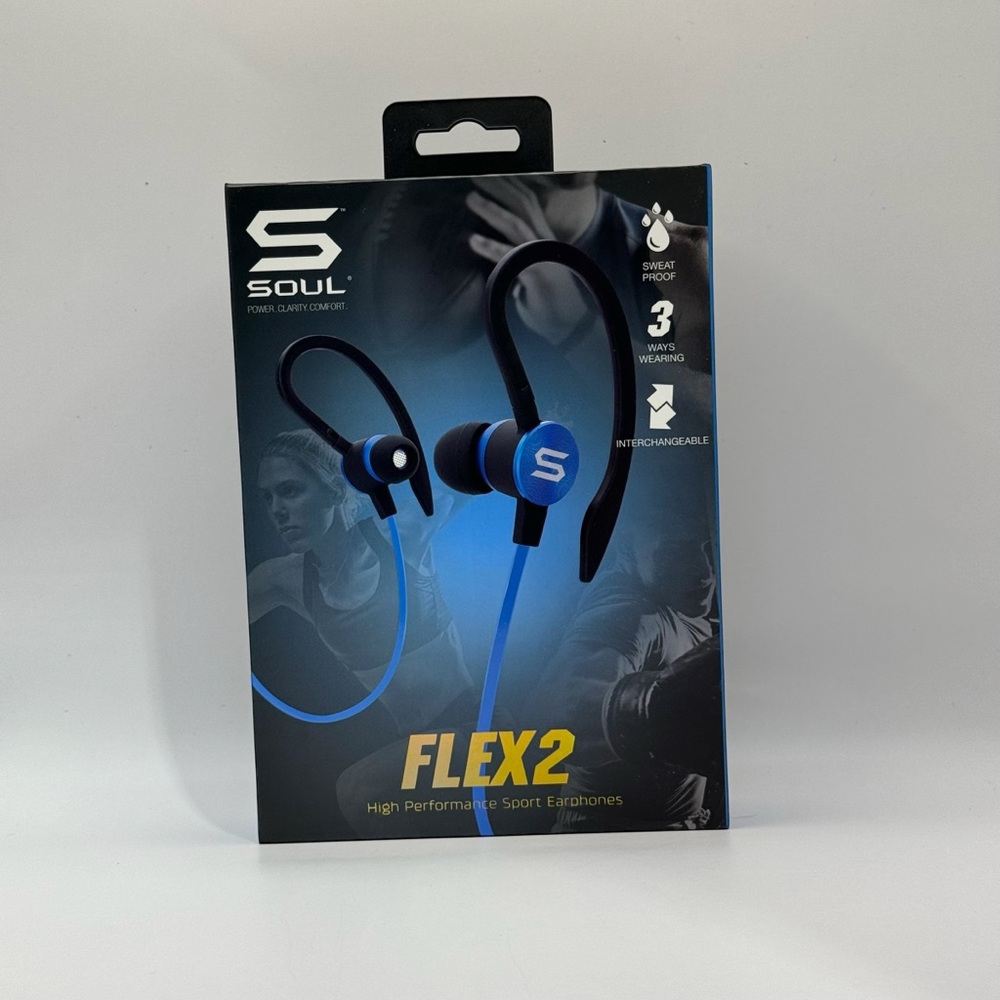 SOUL Electronics Flex2 High Performance Sports Earphones Running Earbuds Blu/Blk